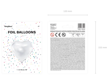 Folienballon - Herz  Weiß - ø 45cm